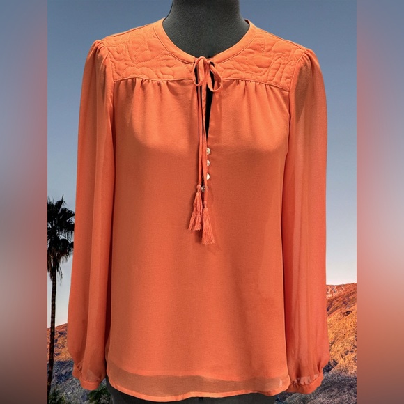 Sanctuary Tops - Sanctuary Tangerine Quilt Yoke Long Sleeve Top Size XS